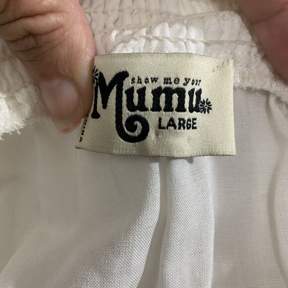 Show Me Your Mumu Presley Tunic Mini Dress Womens L Boho Navy White Embroidered - Picture 6 of 7